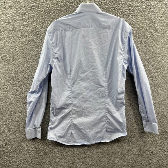 Tahari Mens Shirt Small Blue Button Front Long Sleeve Slim Fit Non Iron Stretch - Picture 2 of 10